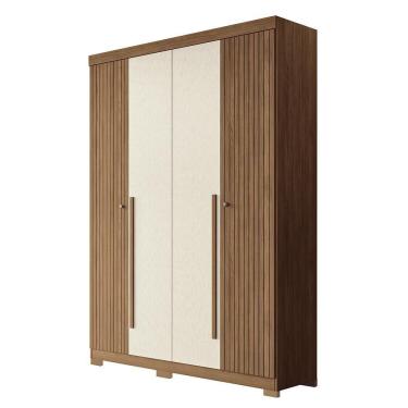 Imagem de Guarda Roupa Solteiro Buriti Ripado 4 Portas Jatobá-areia Com Pés - Santos Andirá Jatobá-areia