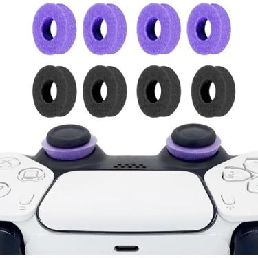 Imagem de Pacote com 8 anéis de precisão Aim Assist para PS5, PS4, compatível com acessórios de controles Xbox – Controle com anéis de silicone macio – Compatível com jogos Fortnite e FPS, preto + roxo
