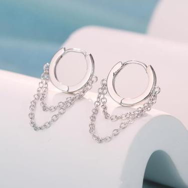 Imagem de Conjunto de brincos femininos pequenos de argola banhados a ouro 18 quilates com argolas delicadas de zircônia cúbica, 10mm, Aço inoxidável, Sem pedra preciosa