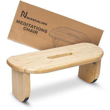 Imagem de NIXSCALINO Banco de meditação dobrável | Banco de bambu com mecanismo de balanço - Cadeira Seiza dobrável portátil com pernas cruzadas