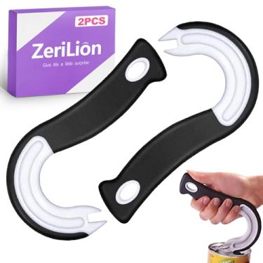 Imagem de ZeriLion Pacote com 2 abridores de latas para idosos com artrite – Ferramenta abridor de lata pop e refrigerante para mãos fracas – abridores de abas fáceis para comida de gato, protege unhas e