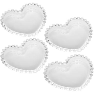 Imagem de Conjunto de Pratos Decorativos em Forma de Coração, Vidro Transparente com Borda de Cristais, 5 Peças