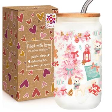 Imagem de Copo de Natal rosa engraçado presente para mulheres meninas amigas - copos de café festivos de árvore de Natal - Árvores de Natal, floco de neve, Papai Noel, presentes de festa de Natal para alma