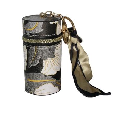 Imagem de Jinweixb Carteira moderna pequena flor transparente porta fone de ouvido envelope vermelho pingente chave de carro, preto