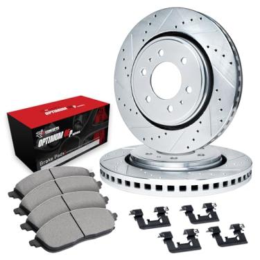 Imagem de R1 Concepts Freios dianteiros e rotores | Hardware incluído | Kit de pastilhas de freio e rotores dianteiros OEp | Serve para Ford F-150 2021-2024