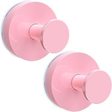 Imagem de Ganchos de ventosa rosa para chuveiro, ganchos de toalha fortes de 10 kg para acessórios de banheiro, gancho de parede reutilizável para pendurar bucha, roupão de banho, casaco, gancho de grinalda com