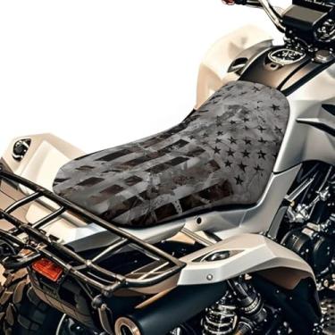 Imagem de Howilath Capa de assento impermeável para quadriciclo com bandeira dos EUA para Polaris Sportsman Polaris Scrambler 400 500 850 1000 e Polaris Sportsman 570 450 850, proteção de assento de floresta