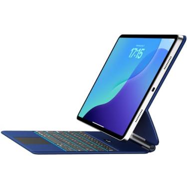 Imagem de Jibrealg Capa com teclado para iPad 11ª (A16, 2025) e iPad 10ª geração, teclado mágico ultrafino com trackpad multitoque, luz de fundo em 7 cores, teclado inteligente para iPadA16, azul marinho