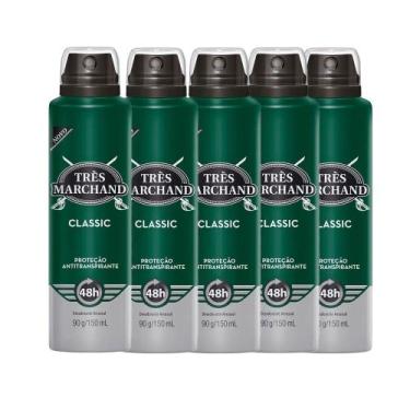 Imagem de Kit Desodorante Aerosol Très Marchand Classic 150ml - 5 Unidades - Tre