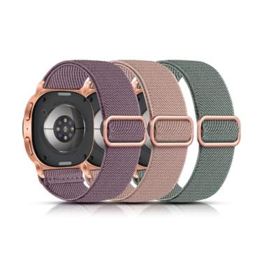 Imagem de Lerobo Pulseiras elásticas compatíveis com Samsung Galaxy Watch 8 de 40 mm e 44 mm/para Galaxy Watch 8 Classic de 46 mm, pacote com 3 pulseiras esportivas de nylon ajustáveis de 20 mm para homens e