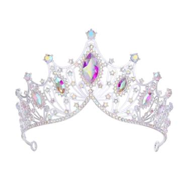 Imagem de Tiaras e coroas de cristal para mulheres - acessórios de cabelo de coroa de princesa para festa de casamento e aniversário - acessórios de strass para noiva (prateado colorido)