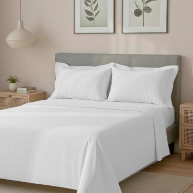 Imagem de Jogo de Cama Queen Percal 300 Fios 100% Algodão Acetinado 4 Peças – BF Colchões