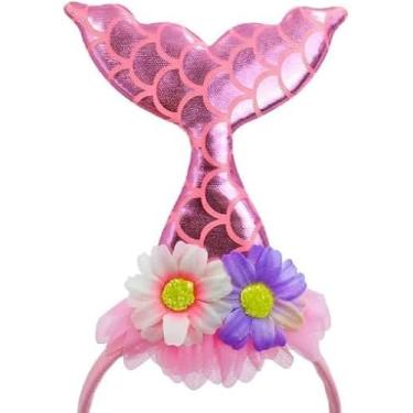 Imagem de Tiara Sereia com Conchas e Brilho – Arco Temático para Carnaval, Halloween e Festas à Fantasia (Adulto e Infantil) (Rosa)