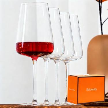Imagem de Conjunto de taças de vinho tinto sopradas à mão de 118 – 590 ml de taças de vinho bordô com haste longa – taça de vinho de cristal premium grande – presente exclusivo para casamento, aniversário