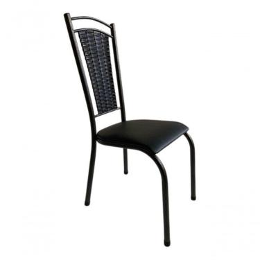 Imagem de Kit 4 Cadeira De Cozinha Tubular Aço Estofada Encosto Junco