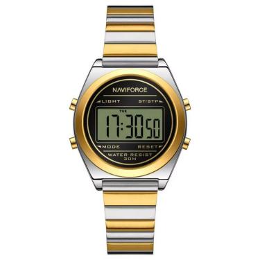 Imagem de Relógio Digital Feminino Com Pulseira De Aço Inoxidável De Quartzo Elegante Prata Dourado