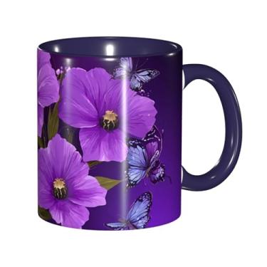 Imagem de Zeraoke Caneca de café criativa com estampa de borboletas de flores, personalizada, presente para família, tamanho de 325 ml, unissex