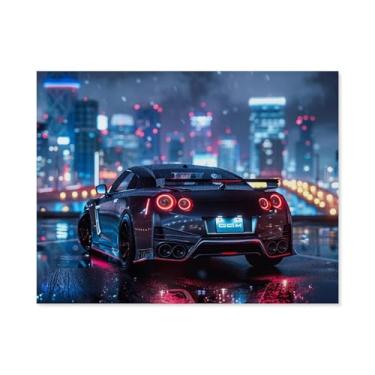 Imagem de HouLaiZhe R35 Esportes Noite Chuvosa Neon Posters Tela Estética Decoração de Quarto Pintura de Parede Impressões Sala de Galeria Decoração de Parede para Quarto Sala de Estar Escritório 20 x 26