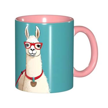 Imagem de Zeraoke Llama In A Scarf Print Canecas de café criativas, personalizadas, presente para a família, tamanho de 325 ml, unissex