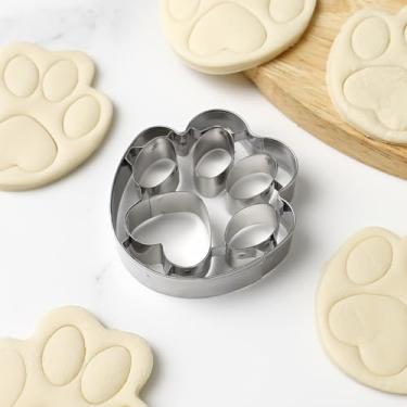 Imagem de Cortador de biscoito de pata de cachorro de aço inoxidável para biscoitos, chocolate e geleia, cortador de massa multiuso para bolos e doces, prata