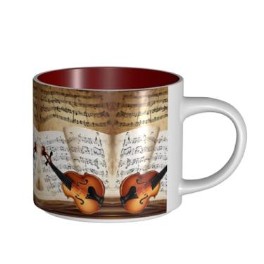 Imagem de ZERAOKE Borboleta e violoncelo - Caneca de cerâmica grande para café, grande capacidade para escritório e casa, lavável na lava-louças, design com alça em C.