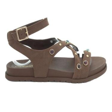 Imagem de Sandália Papete Flat Via Marte Camurça Pedrarias coloridas COR:DARKtam