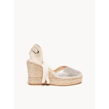 Imagem de Sandália Anabela Alta Romero Camurça Prata Metalizado - Alhamas, Prata