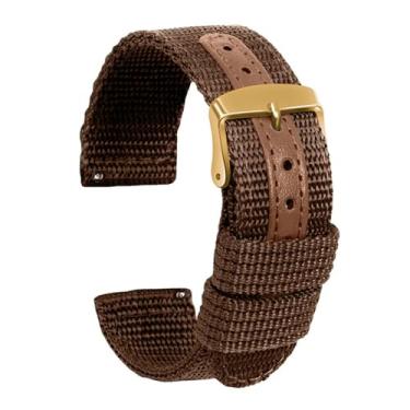Imagem de XLCZMYL Pulseira de couro de nylon elástico de 18 mm, 20 mm, 22 mm, 24 mm, pulseira de tecido, acessórios para relógio esportivo, café, dourada, 24 mm