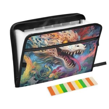 Imagem de Wassud Dragão abstrato 13 bolsos organizador de arquivos sanfonado pastas de arquivo expansíveis com abas e adesivos, tamanho carta A4 papel recibo documento pasta organizador para viagem de