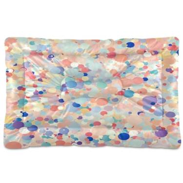 Imagem de Wassud Cama de bolinhas coloridas para cães pequenos, lavável, impermeável, para viagem, tapete portátil para gatos com fundo antiderrapante para ambientes internos e para dormir 45 x 61 cm