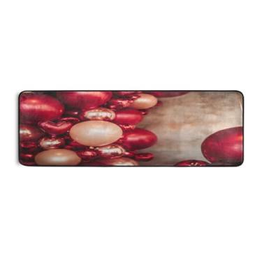 Imagem de Burbuja Tapete de corredor de balão vermelho Valentine 61 x 183 cm, tapete lavável antiderrapante com suporte de borracha, tapete para sala de estar, corredor, decoração de casa