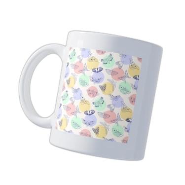 Imagem de Caneca Xícara Café Porcelana 300ml Com Desenho De Borboletas E Mariposas