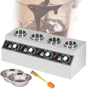 Imagem de Aquecedor Comercial De Chocolate E Molhos,AjustáVel De 30 A 85℃Com FunçãO De Temporizador,2tigelas De AçO InoxidáVel E Uma Escova De Limpeza Para Confeitarias E Lojas De Sobremesas