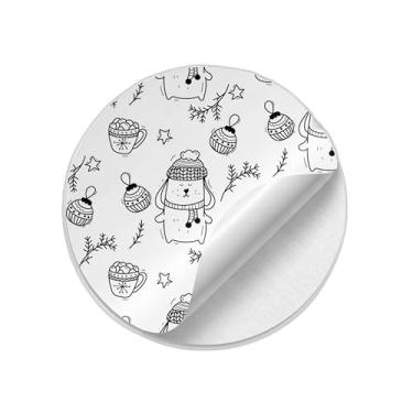 Imagem de Adesivos Redondos Natalinos 25 Unidades com Estampa de Flocos de Neve - Tamanho 30x30cm