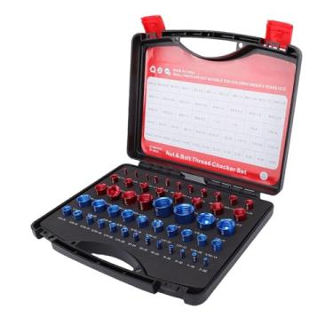 Imagem de Fafeicy 50 Peças Conjunto Verificador de Rosca Porca Destacável e Identificador de Rosca de Parafuso Com 27 Medidores Métricos Imperiais 23 para Mecânica de Espaço Estreito e Diy