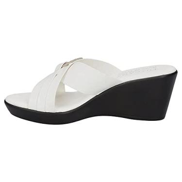Imagem de Easy Street Sandália feminina Sabina Wedge Branca, 38 GG, Branco, 8 X-Wide