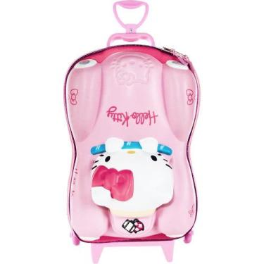Imagem de Mala Infantil Hello Kitty 3D com Rodas Rosa