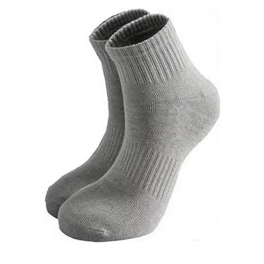 Imagem de Meias masculinas resistentes, meias absorventes hidratantes de cano médio e tornozelo, preto, branco e cinza, Cinza, P