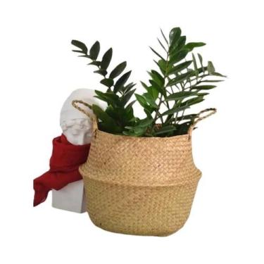 Imagem de Cesta Dobrável De Vime Organizador De Armazenamento Em Rattan E Grama 