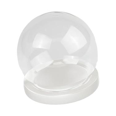 Imagem de IEUDNS Cúpula de vidro decorativa em formato de globo, com base de madeira, ideal para exibir pedras, guardar lembranças ou decorar presentes, Base Plana Branca