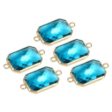 Imagem de Elo de conector de pedra do mês de nascimento, 5 peças de elos transparentes de diamante, joia de vidro retangular, achados de contas de cristal para pingentes, colar, pulseira, brinco, azul claro