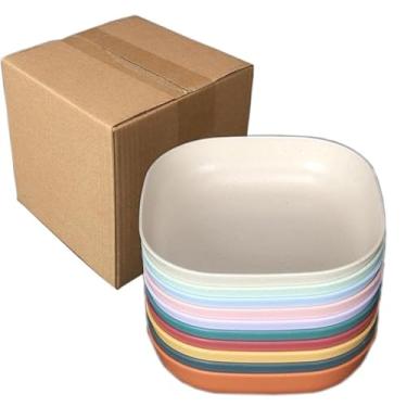 Imagem de YuanQ Pratos quadrados profundos do deserto 14,5 cm, conjunto de 5 pratos reutilizáveis inquebráveis para lanches ou saladas, pratos de cozinha, leves, seguros para lava-louças e micro-ondas (misto)