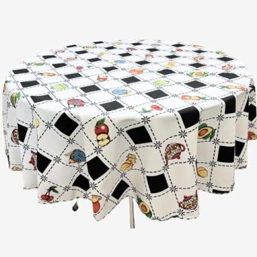 Imagem de Toalha de Mesa Redonda Oxford 1,40m - Alta Durabilidade, Cores Vibrantes e Fácil de Lavar para Sala de Jantar e Festas(Frutas)