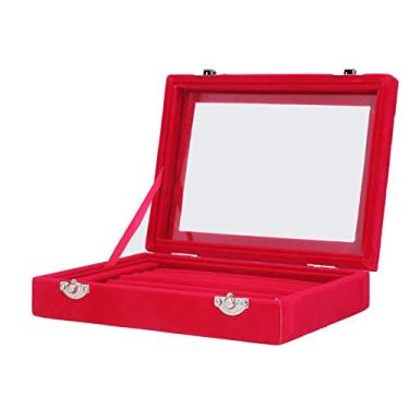Imagem de Acouto Expositor de Joias Com 7 Espaços Porta-Joias Expositor de Armazenamento Brinco Pulseira Bandeja de Armazenamento Roupas, Sapatos e/sapatos, e Acessórios de Relógios/ (Vermelho)