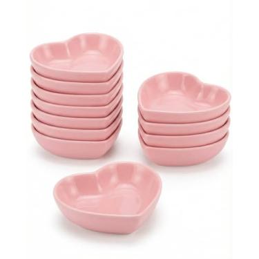 Imagem de Zitonyang Tigelas em forma de coração, 12 conjuntos de pratos de cerâmica branca para o dia dos namorados, presente de casamento e dia das mães, pratos de salada de aperitivo, pratos de doces e molhos