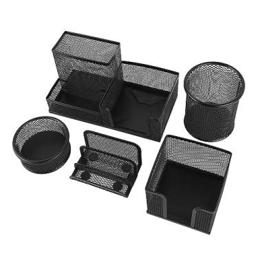 Imagem de CUOFYUNL Conjunto de porta-canetas de metal multifuncional porta-lápis organizadores de mesa para dormitório de sala de aula de escritório