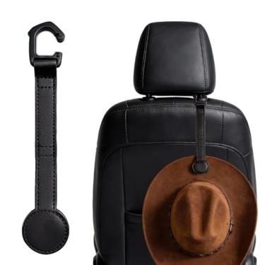 Imagem de Jevuoyee Suporte de chapéu de cowboy para caminhão e carro - clipe magnético para chapéu com rotação de 360°, cabide de couro para veículos, acessórios de suporte de capacete rígido para manter a