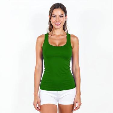 Imagem de Regata Nadador Feminina Viscolycra Básica Casual Blusa e Cia, Verde, M