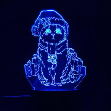 Imagem de Luz noturna LED 3D: mudança de cor de gatos de Natal para crianças