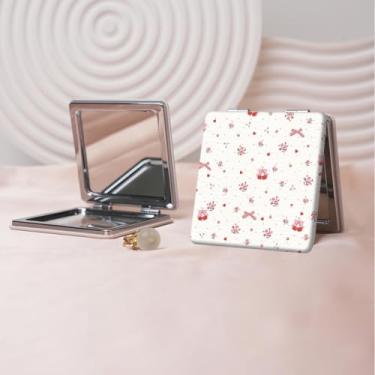 Imagem de Y2K Espelho de maquiagem portátil estilo milenar, mini espelho de maquiagem portátil dobrável, espelho de contorno quadrado compacto de dupla face, adequado para todos em várias ocasiões